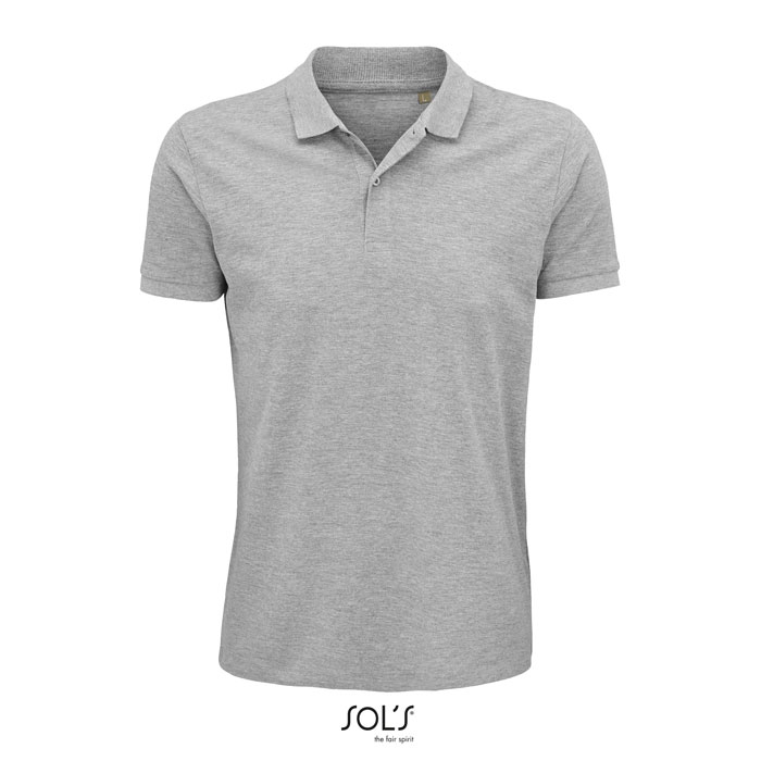Polo homme coton bio personnalisé 170g - PLANET Gris Chiné Ii